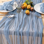 Dusty Blue Fall Cheesecloth Table Runner Boho Dinning Decor 10ft, 8 Pack - Image 2
