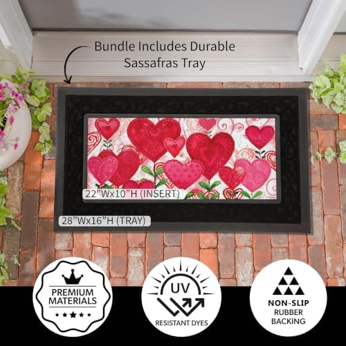 Evergreen Sassafras Spring Holiday Doormat Insert Bundle & Tray Set of 5, Interchangeable Entrance Door mats Indoor and Outdoor Welcome Mat 30 x 18 Tray Non Slip Backing Low Profile - Image 3