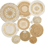 Set of 10 Boho Wall Basket Decor Wicker Woven Wall Basket Decoration by LOMOHOO