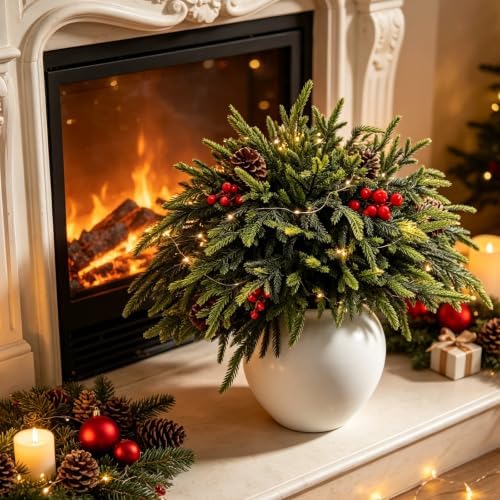 YGSEPCC 20Pcs 23" Christmas Decorations Norfolk Pine Branches with Lights - Image 6