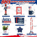 4th of July Decorations for Home 8 PCS Patriotic Tiered Tray Decor Set - Image 4
