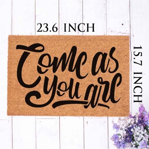 Funny Coir Doormat Come As You Are Welcome Front Porch Decor Mats For The Entrance Way Outside Entry Personalized Rugs PVC Back Non Slip Outdoor Coconut Doormats House Warming Gift 23.6 x 15.7 inch - Image 5