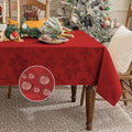 Softalker Christmas Jacquard Tablecloth, Winter Vintage Damask Rectangle Table Cover, Waterproof Poinsettia Snowflakes Polyester Table Cloths Decor for Holiday, Dining, Party - 60 x 120 inch, Red by Softalker