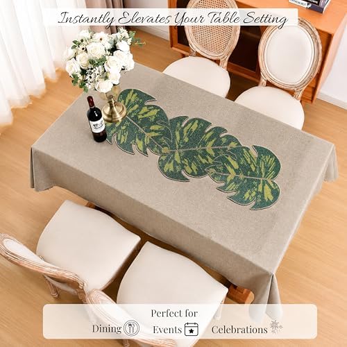 Monstera Leaf Beaded Table Runner 13 x 36 Inch, Handmade Glass Bead Runner for Dining Table, Coffee Table & Console Table, Tropical Farmhouse Centerpiece Decor for Holidays, Weddings & Everyday Use - Image 5