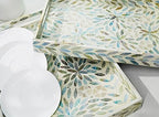 Mother of Pearl Serving Tray Set 2pcs Handmade Ottoman Decorative Trays - Image 6