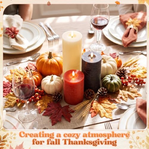 Retisee 3 Pcs 6/8/12" Fall Flameless LED Candles Decorations for Home - Image 5