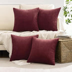 MIULEE Soft Corduroy Decorative Throw Pillow Covers Burgundy 16x16 - Image 5