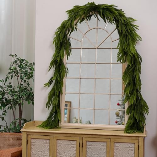 15FTx1 Extra Full Christmas Garland Real Touch Norfolk Pine Garland Christmas Decorations Realistic Greenery Garlands for Stairs, Railing,Doorframe, Mantel, Table,Indoor Outdoor Holiday Decor - Image 5