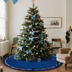 HyDren 84 Inch Velvet Christmas Blue Tree Skirt (Classical Style) - Image 5