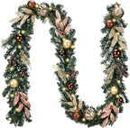 Valery Madelyn 9 Ft Christmas Garland with Lights for Mantle Copper Gold by ValeryMadelyn