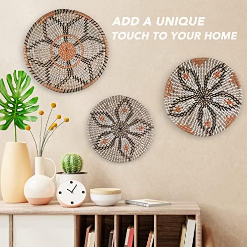 Clinton Calicep & Nicolea Woven Wall Basket Decor Set of 3 - Modern Boho Rustic Wicker Hanging Wall Baskets - Natural Decorative Storage for Bedroom, Kitchen, Living Room & Dining Room - Image 2