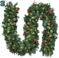 Christmas Garland with Lights, 9Ft Prelit Garland, 8 Light Modes & Timer by Brightown