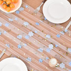 Blue Wildflowers Table Runner Gauze Floral Birthday Party Home Table Decor - Image 4