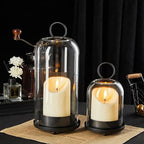5"&4" Metal Candle Holder with Handmade Glass Dome in Brass & 2 Timer Candles, Set of 2 Versatile Hurricane Glass Candle Holders for Pillar Candles & Plants - Image 5