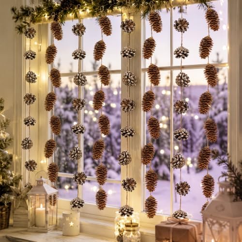 Vicenpal 8 Pcs Christmas Pine Cone Decor 32 Inch Pinecone Hanging Garland by Vicenpal