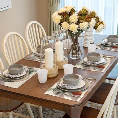 Boho Placemats Set of 6 Beach Table Mats Abstract Place Mats Decor Imitation Linen Heat Resistant Green Botanical Tablecloth for Dining Decorations Kitchen Party Restaurants 12''x18'' - Image 4