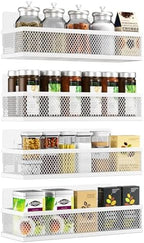 Spice Rack Wall Mounted, 4 Pack Pantry Door Organizer & Hanging Storage Baskets Organizer Wall Mount, Large Capacity Metal Spice Shelf for Kitchen Cabinet, Bathroom, Shower, Home Decor, Modern Design by Umomi
