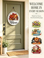 Interchangeable Welcome Sign for Front Door, 12 Inch Wood Hanging Sign，setA - Image 5