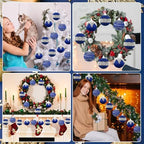 Shappy 12 Pcs Christmas Ball Tree Ornaments Silk Satin 3.15 Inch, Navy Blue - Image 4