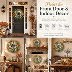 26 Inch Fall Wreaths for Front Door, Artificial Autumn Wreath - Image 5