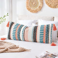 NUYECY Chenille and Cotton Long Pillow for Bed,Striped Textured Boho Long Lumbar Throw Pillow Cover 14x36,Neutral Accent Decorative Extra Long Body Pillow Case for Couch Sofa Bedroom,Turquoise by NUYECY