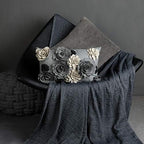 KINGROSE Vintage 3D Flower Lumbar Throw Pillow Cover, 12X20 Inch, Grey - Image 6