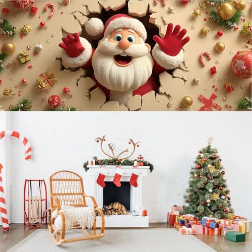 Santa Breaking Out Garage Door Banner 16x7 Ft - Interactive Frame Design for Double Car Garage Outdoor Indoor Holiday Decor - Image 7