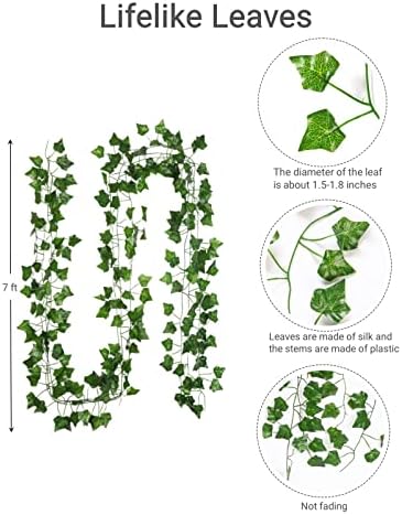 ARTKAIKE Fake Vines for Room Decor Aesthetic Artificial Plant Ivy Leaves Hanging Greenery Garlands for Home Bedroom Wall Wedding Party Decor (504FT 72PCS Vines) - Image 2