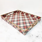 Rectangular Decorative Tray with Handles, Plastic Serving Tray for Living Room, Home Decor, Christmas，15.7" x 11.8" Red Plaid - Image 5