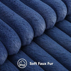 decorUhome Fall Faux Fur Throw Pillow Covers 20x20 Set of 2 Navy Blue - Image 2