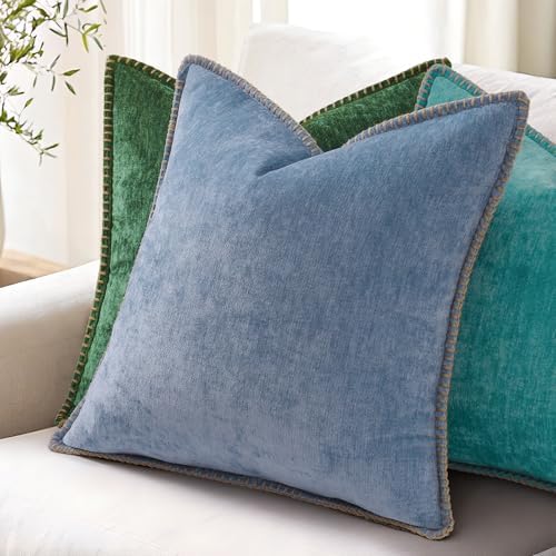 decorUhome Soft Chenille Throw Pillow Covers 20x20 Set of 2 Turquoise - Image 5
