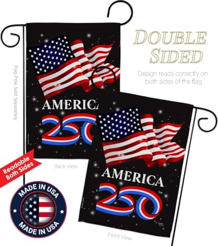 America 250 Flag American July 4th Garden Poster 2 Pcs Pack Porch Lawn Official Licensed Merchandise Garve Yard Decor Canvas Print Textile Woven Tapestry USA 250th Anniversary Decoration Gift - Image 3