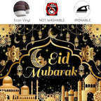 15x10ft Ramadan & Eid Mubarak Backdrop, Muslim Ramadan Decorations Banner, Home Muslim Eid Festival Party Supplies, Photo Booth Background - Image 5