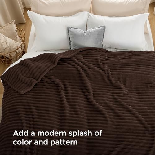 Bedsure Soft Queen Size Blanket for Bed Chocolate Brown 90"x90" - Image 3