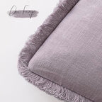Foindtower Decorative Linen Fringe Throw Pillow Covers 26×26 Light Purple - Image 3