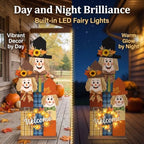 36" Fall Scarecrow Welcome Sign, Thanksgiving Front Door Decor, Standing Porch & Yard Decoration for Autumn Home, Farmhouse Outdoor Patio Party Decor, Great Gift - Image 2