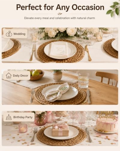 GYKLE Woven Placemats Set of 20, 11.8Inch Round Placemats - Image 6