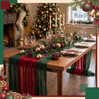 Remagr 12 Pcs Christmas Cheesecloth Gauze Table Runners, Red and Green - Image 5