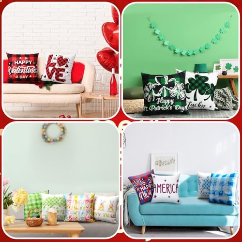 Mindsoft 20 Pcs Holiday Pillow Covers 18 x 18 Easter Pillow Cover Spring Summer 250th Anniversary Pillowcase Decorative Seasonal Cushion Case for Farmhouse Home Sofa(Color Stripes) - Image 6