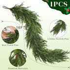 Lifelike Touch Artificial Norfolk Pine Garland for Christmas (16FT 1PCS) - Image 5