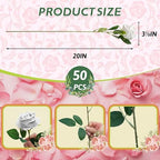 50 PCS Fake White Roses, Artificial White Flowers Bulk, Silk Faux Roses - Image 2
