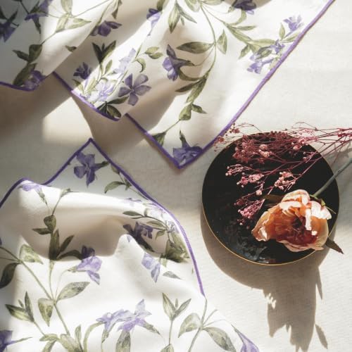 100% Cotton Printed Cloth Napkins Set of 6, 18x18 Inch Reusable Dinner Napkins, Soft Washable Floral Table Napkins for Dining, Parties & Hosting - Lavender Vine - Image 5