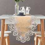 Vintage Lace Dining Table Runner, 120 Inches Floral Coffee Table Runners for Kitchen Home Christmas Party Decorations (16x120 inch, Beige) by Fhberni