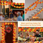 Fall Decorations for Home Large Maple Leaves 9Ft Plug in Fall Lights with 50 Orange Bulbs UL Certified Connectable Fall Decor Garland for Indoor Outdoor Halloween Thanksgiving Harvest Decorations - Image 5