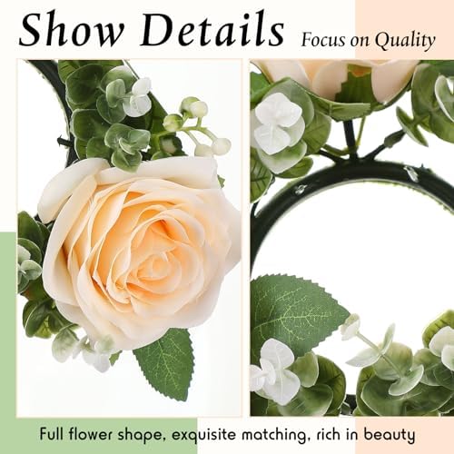 Yunlly 12 Pcs Rose Candle Rings with Candles Sets, Champagne - Image 5