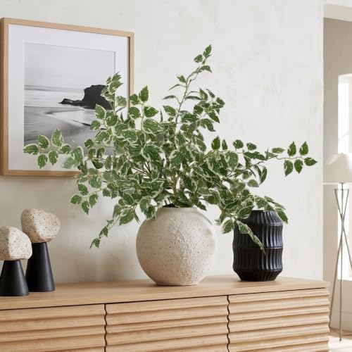 Daynight 12 Pcs Artificial Eucalyptus Leaves Stems, 35″ Long Stem Silk Plum Foliage Branches, Flexible Silk Faux Greenery for Farmhouse, Home, Kitchen and Table Centerpiece DIY Decor (12, Light Green) - Image 4