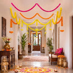 Knitgrip 5 Pcs Marigold Garland Pink Yellow Orange with 12 Hooks Indian - Image 6