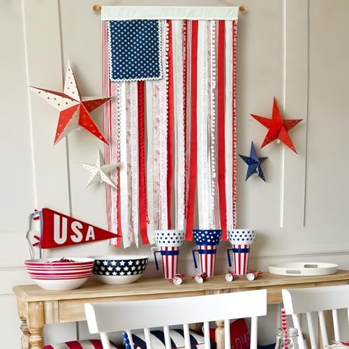 4th of July Decorations - Memorial Day Decor - 4 x 2.3 Ft Rag American Flag Banner for Home Party Supplies - Fourth of July Independence Day Accessories for 250th Anniversary Celebration Indoor Outdoor Decoration - Image 5