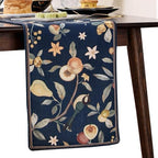 bilin gaier Designer Vintage Linen Small Table Runner,63"x12"-DeweyA Blue by bilingaier