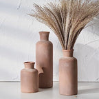 LUKA Ceramic Rustic Farmhouse Vase Set of 3,Terracotta Vases for Home Decor by LUKA